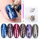 3D CAT EYES NAIL ART MAGNET TOOL SET WITH DOUBLE HEAD FLOWER DESIGN NAIL MAGNET PENS  (PACK OF 2)
