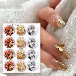 Professional 12 Box Gold Silver Copper Foil Tinfoil Paillette Chip Foil Nail Glitter(Pack of 1).