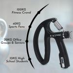 Premium D-Shape 10KG To 100KG Weight Adjustable Professional Counting Hand Gripper| Black.