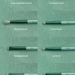 Makeup cosmetic makeup brush set pack of 13 with travel bag (green)