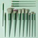 Makeup cosmetic makeup brush set pack of 13 with travel bag (green)