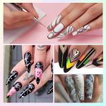 PREMIUM 5pcs Nail Art Liner Brushes, Nails Gel Polish Painting Nail Art Design Brush Pen Set(Multicolour).