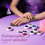 Powder, 2 Jars Nail Art Mirror Glitter Effect Chrome Pigment Powder Dust Gold Silver Chrome Nail Powder with Sponge Applicators