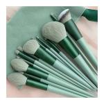 Makeup cosmetic makeup brush set pack of 13 with travel bag (green)