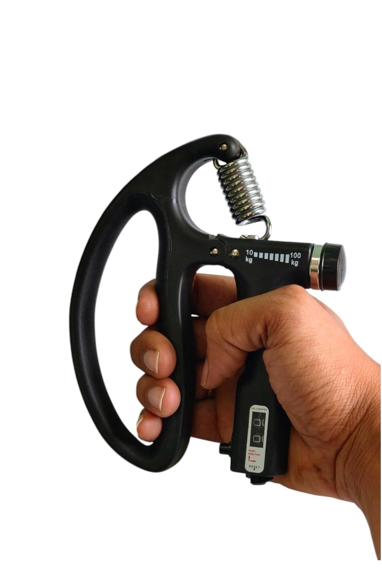 Premium D-Shape 10KG To 100KG Weight Adjustable Professional Counting Hand Gripper| Black.