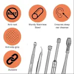 6Pcs Ear Pick Earwax Removal Kit and 4Pcs Blackhead Needle kit Ear Cleansing Tool Set