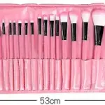 24Pcs Edition Makeup Brush Set , Wooden Handle with Leather Case  (Pack of 24).Pink