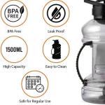 1.5 Liter Gallon Bottle 50oz BPA-Free Gym Water Bottle with Mixer Ball(Pack of 1).