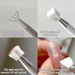 204pcs soft Nail Sponges with 4 Claws Metal Grabber, Mini Nail Sponges with Metal Grabber Pen Nail Brush