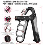 Hand Grip Strength Trainer Resistance 10-100KG, Adjustable with Counting (Pack of 1)Multicolor.