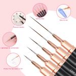 5pcs Set Line Liner Brush Line Nail Brush Nail Art Pen Set UV Gel Nail tools(Black).