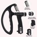 premium D-Shape 10 To 100Kg  Weight Adjustable Professional Counting Hand gripper ( Black).