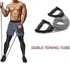Double Toning Resistance Tube Pull Rope Elastic Rubber Exercise(Pack of 1).