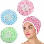 Elastic Shower Cap with Elastic Bands for Women (4 Piece Multicolor)