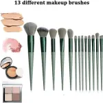 Professional 13pcs Makeup Brushes (Green).