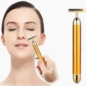 Electric Vibration Facial Massage For Roller Waterproof Face Skin Care T-Shaped Anti Wrinkle Massage(Gold).