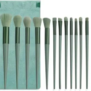 Professional 13pcs Makeup Brushes (Green).