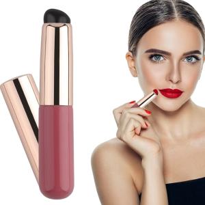 Silicone Lip Brush with Cover Lipstick Makeup Brushes Women (Pack of 1).Rose Pink