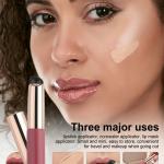 Silicone Lip Brush with Cover Lipstick Makeup Brushes Women (1 Piece).Rose Pink