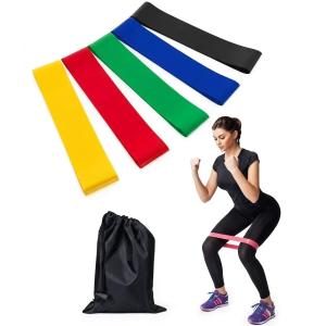 Loop Bands for Fitness, Yoga, Pilates, Legs, Waist, Shoulders, HIPS and Strength Training - Set of 5