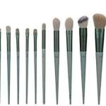 13 Synthetic Eyeshadow Blush Makeup Brush Set (Green).