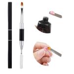 Stainless Steel Picker Dual-Ended Nail Spatula Brush Poly Builder Gel Tool Builder Gel Nail Brush (Black)