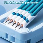 Plastic Space Theme Multiple Compartment Pencil Box Geometry Box (Blue) 1 Piece