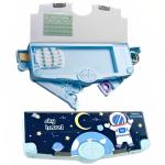Plastic Space Theme Multiple Compartment Pencil Box Geometry Box (Blue) 1 Piece