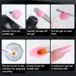 Stainless Steel Picker Dual-Ended Nail Spatula Brush Poly Builder Gel Tool Builder Gel Nail Brush (Black)