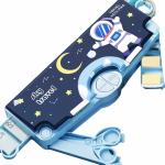 Plastic Space Theme Multiple Compartment Pencil Box Geometry Box (Blue) 1 Piece