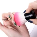 Nail Art Soft Nail Cleaner Brush Mini Stainless Steel Handle Remove Dust Small (Multicolor) 1pcs.