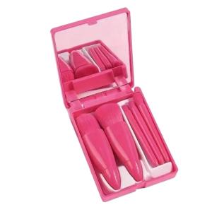 5 PICS Makeup Brush Set with Makeup Mirror in Brush Case