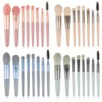 PRIMUM 8 PCS Mini Makeup Brush Set with Case, Portable Foundation Brush Kit Travel,