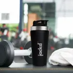 Premium Steel Shaker with Measurement | Shaker Bottle | Gym Bottles for Men | 100% Leakproof750ml | (Black).