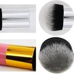 2 Pcs Golden Round Pier Foundation Brush Flat Cream Makeup Brush (1 White & Pink)