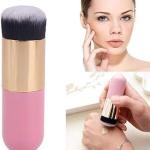 2 Pcs Golden Round Pier Foundation Brush Flat Cream Makeup Brush (1 White & Pink)