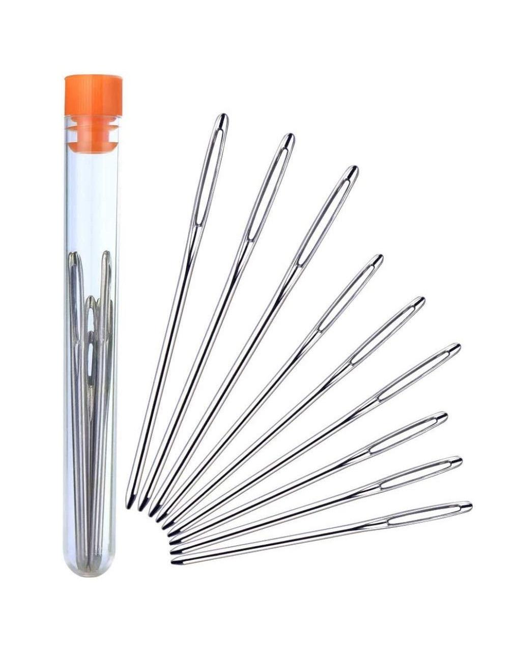 Large-Eye Blunt Needles, 9 Piece Stainless Steel Yarn Knitting Needles, Sewing Needles.