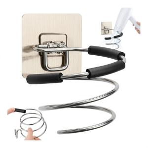 Stainless Steel Hair Dryer Hanging Rack, Self-Adhesive Wall Mount, Spiral Hair Styling Stand Organizer(Pack of 1)