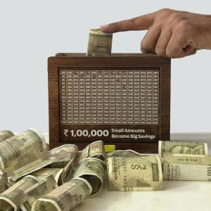 Wooden Money Piggy Bank with Savings Chart| 100,000 Rupees Goal Tracker| for Kids and Adults( 1 Piece).