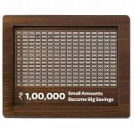 Wooden Money Piggy Bank with Savings Chart 100,000 Rupees ( 1 Piece).
