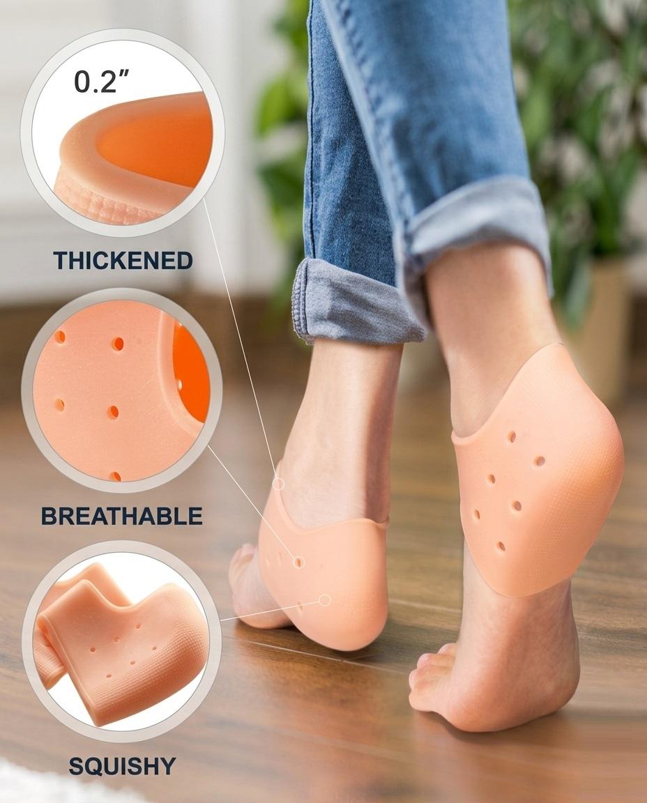 Silicone Half Heel Protector Socks Moisturizing Socks For Foot-Care, Heel.( 1 Pair).