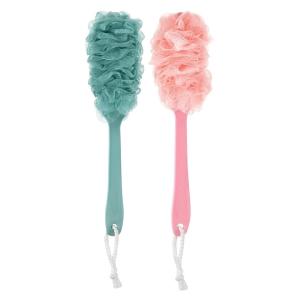 Loofah Back Scrubber for Shower, Long Handle Bath Sponge Shower Brush 2 Pcs