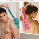 Loofah Back Scrubber for Shower, Long Handle Bath Sponge Shower Brush 2 Pcs