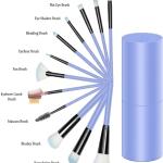 12pcs Professional Make Up Brush for Foundation Blush, Portable Storage Box, Best Gift Kit (Blue)