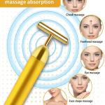 24k Golden Pulse Facial Massager, T-Shape Electric Sign Face Massage Tools ( Pack of 1).