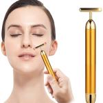 24k Golden Pulse Facial Massager, T-Shape Electric Sign Face Massage Tools ( Pack of 1).