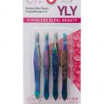 Eyelash Extension Tweezer, Lash Tweezers Ergonomic Stainless Steel Professional (4 set 1 package).