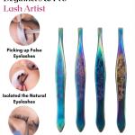 Eyelash Extension Tweezer, Lash Tweezers Ergonomic Stainless Steel Professional (4 set 1 package).