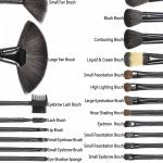 Makeup Brush Set with Black Leather Case- BLACK, 24 Pieces