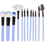 12pcs Professional Make Up Brush for Foundation Blush, Portable Storage Box, Best Gift Kit (Blue)